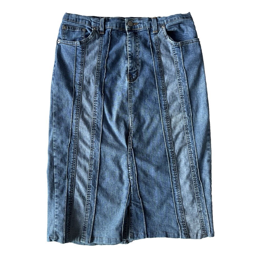 Vintage Ice Cool Jean Skirt Womens Large EU 42‎ Metal Rock Punk Denim High Waist